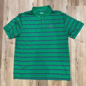 Nike Green and Blue Striped Polo Shirt Dallas Cowboys